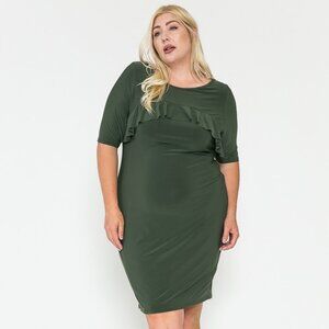 Women's Plus Size Office Attire Bodycon Ruffled Mini Dress